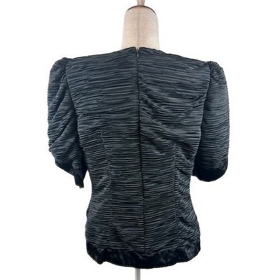 Vintage Barbara Chodos Michael Marcella Black Blouse Top Crystal Bow Size 14 - Image 3