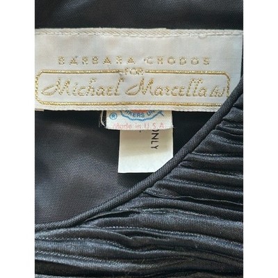 Vintage Barbara Chodos Michael Marcella Black Blouse Top Crystal Bow Size 14 - Image 4