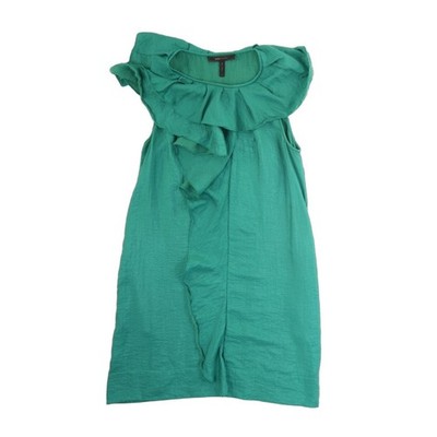 BCBGMAXAZRIA Dress Women's Size 6 Emerald Green Ruffle Collar Chic Y2K - Image 2
