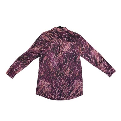 Soft Surroundings 100% Silk Blouse Women's Size Small Purple Animal Print Top - Image 3