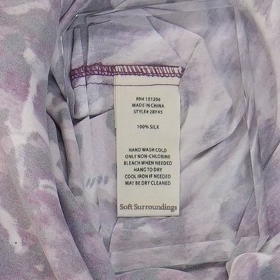 Soft Surroundings 100% Silk Blouse Women's Size Small Purple Animal Print Top - Image 5