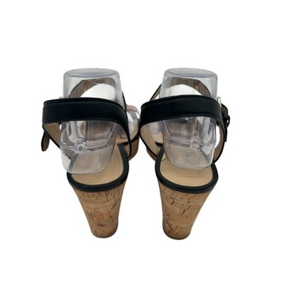 Coach Women's Size 10B Tan Black Cork Wedge Sandals Ankle Strap - Image 3
