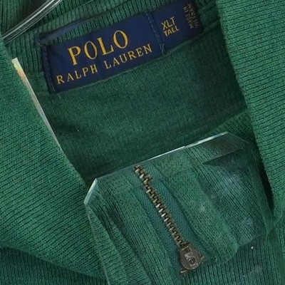 Polo Ralph Lauren Pullover Men's Size XLT Green Ribbed Cotton Quarter Zip - Image 4