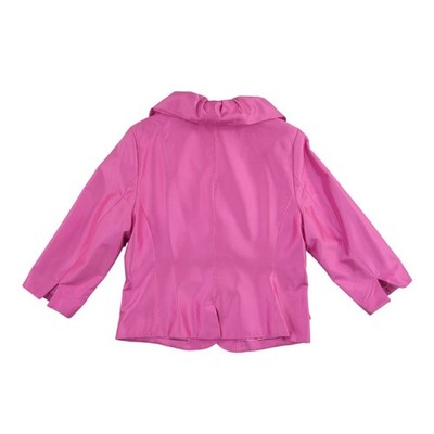 Victor Costa 100% Silk Blazer Jacket Women's Size 14 Pink Ruffle Collar Crystal - Image 3