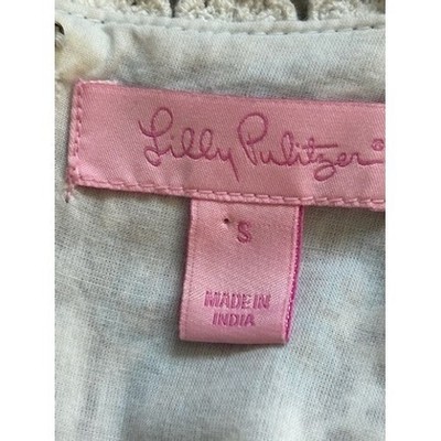 Lilly Pulitzer Tunic Top Crochet Trim Blue White Paisley Print Size Small - Image 6