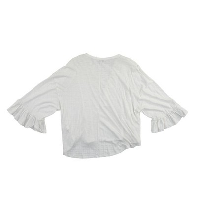 Lucky Brand Boho Blouse Top Women's Size Medium White Lace Pintuck Ruffle - Image 3