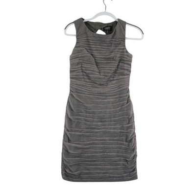 Adrianna Papell Dress Women's Size 4 Charcoal Gray Metallic Pleated Open Back - Image 2