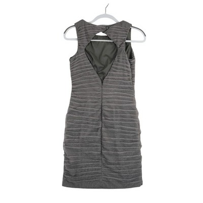 Adrianna Papell Dress Women's Size 4 Charcoal Gray Metallic Pleated Open Back - Image 3