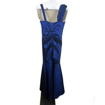 Xscape Chen Navy Blue Rosette Shoulder Mermaid Formal Ball Gown Dress USA Size 6 - Image 2
