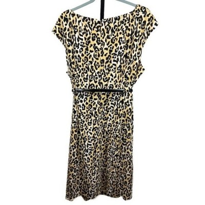 Calvin Klein Leopard Print Belted Cap Sleeve Sheath Midi Dress Plus Size 20W - Image 3