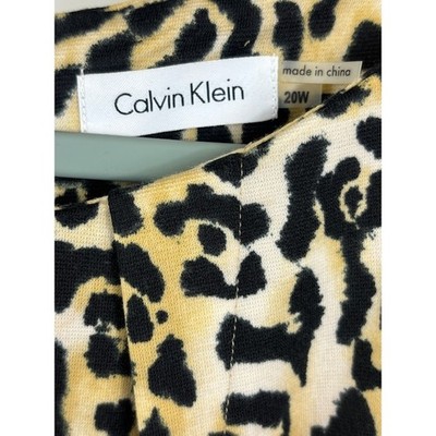 Calvin Klein Leopard Print Belted Cap Sleeve Sheath Midi Dress Plus Size 20W - Image 4