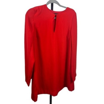 Olivaceous Red V Neck Long Blouse Tunic Top Women's Size Medium Holiday - Image 2
