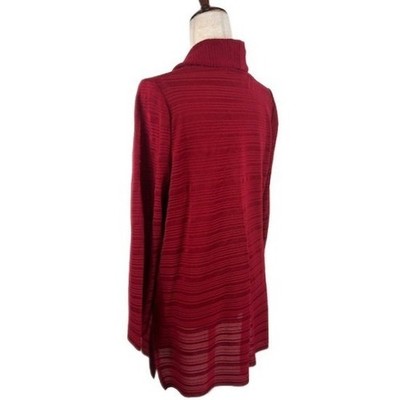 Ming Wang Red Open Front Textured Knit Cardigan Sweater Jacket Size Medium - Image 2