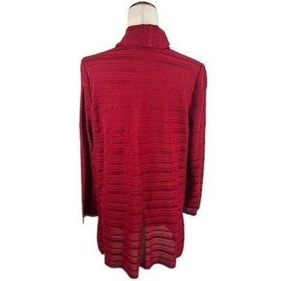 Ming Wang Red Open Front Textured Knit Cardigan Sweater Jacket Size Medium - Image 4