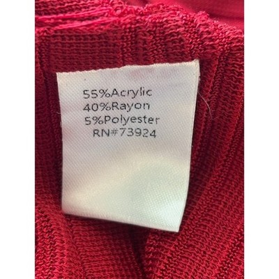 Ming Wang Red Open Front Textured Knit Cardigan Sweater Jacket Size Medium - Image 6