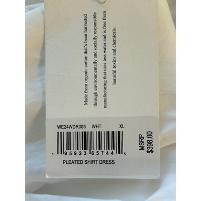 FRAME Pleated Shirt Dress Organic Cotton White Long Sleeve Women's Size XL - Image 7