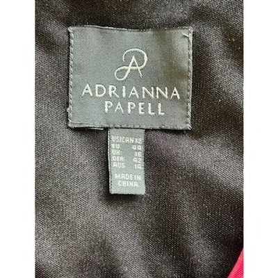 Adrianna Papell Black White Red Abstract Floral Print 3/4 Sleeve Dress Size 12 - Image 3