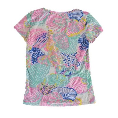 Lilly Pulitzer Blouse Top Women's Size XS Multi Shell Coral V-Neck Tee - Image 3