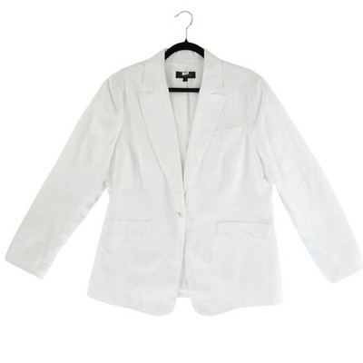 Talbots White Blazer Women's Size 12 Single Button Notched-Lapel Jacket - Image 2