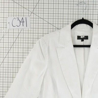 Talbots White Blazer Women's Size 12 Single Button Notched-Lapel Jacket - Image 7