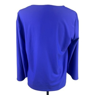 Jude Connally Scuba Top Women's Blue V-Neck Long Sleeve Blouse Shirt Size Small - Image 2