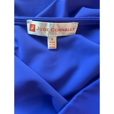 Jude Connally Scuba Top Women's Blue V-Neck Long Sleeve Blouse Shirt Size Small - Image 3