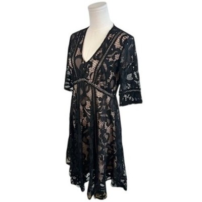 Taylor Black Lace Cocktail Dress V Neck Party Elegant Lined Wedding Guest Size 4 - Image 2
