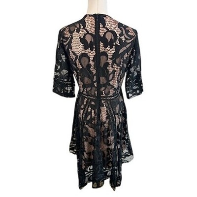 Taylor Black Lace Cocktail Dress V Neck Party Elegant Lined Wedding Guest Size 4 - Image 3