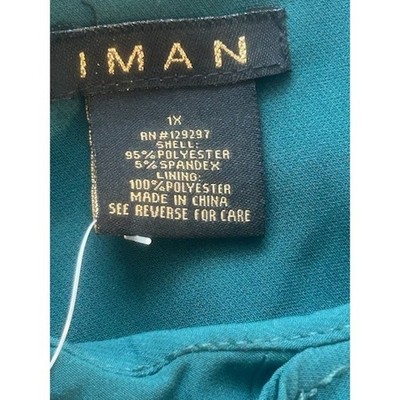 New IMAN Global Chic Women's Emerald Green Zip Ruffle Blazer Jacket Size 1X - Image 3