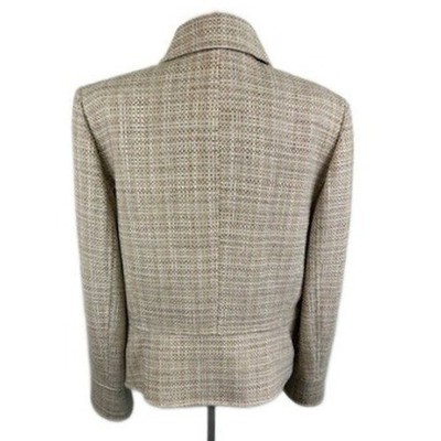 Tahari Arthur S. Levine Tweed Blazer Beige Brown Button Front Jacket Size 16 - Image 3
