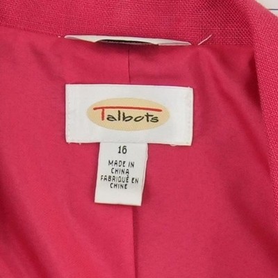 Talbots Blazer Jacket Women's Size 16 Fuchsia Pink 100% Linen Button Front Lined - Image 4