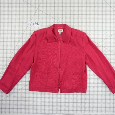 Talbots Blazer Jacket Women's Size 16 Fuchsia Pink 100% Linen Button Front Lined - Image 7