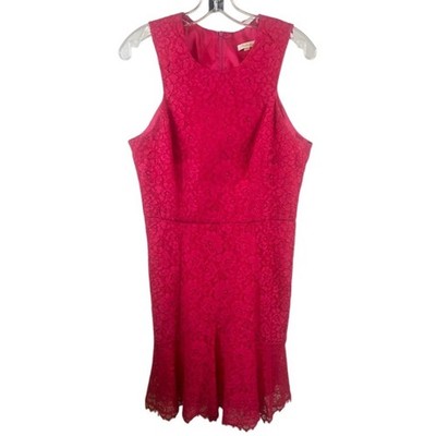 Shoshanna Anthropologie Dress Women's Size 10 Pink Lace Fit Flare