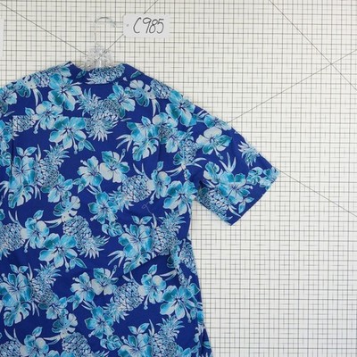Hilo Hattie Shirt Mens Size Large Blue Pineapple Floral Hawaiian Shirt Vintage - Image 5