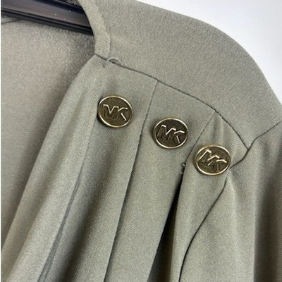 Michael Kors Blouse Women's Size Large Olive Green Drape Neck Long Sleeve Top - Image 3