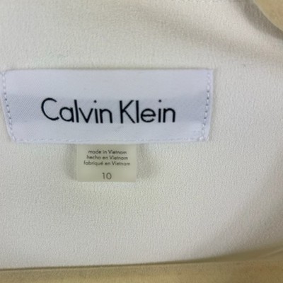 Calvin Klein Women's Size 10 White Ruffle Front Peplum Blazer Jacket - Image 3