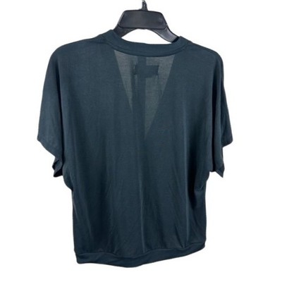 Anthropologie Blouse Teal Blue Short Sleeve V Neck Top Size Small - Image 2