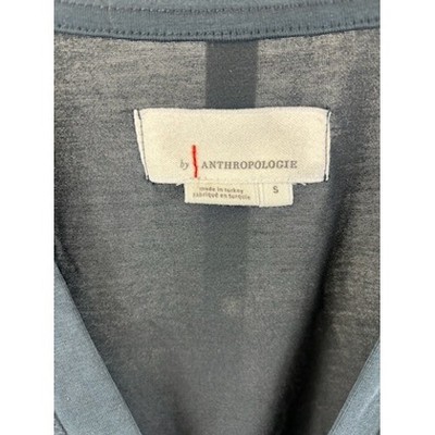 Anthropologie Blouse Teal Blue Short Sleeve V Neck Top Size Small - Image 3