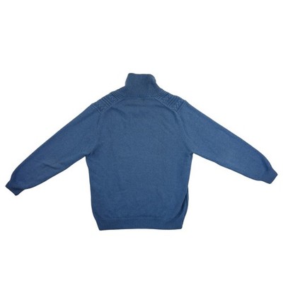 Jos A Bank Sweater Men's Size XXL Blue Cable Knit Shawl Collar 100% Cotton - Image 2