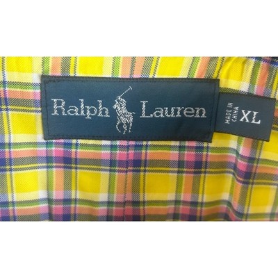 Ralph Lauren Plaid Button Down Shirt Long Sleeve Yellow Purple Size XL - Image 3