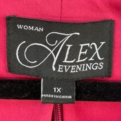 Alex Evenings Top Women's Size 1X Magenta Rosette Sequin V Belted Top Evening - Image 5