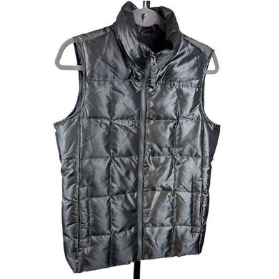 Lands' End Women's Size Small Down Vest Gunmetal Gray Puffer Full Zip