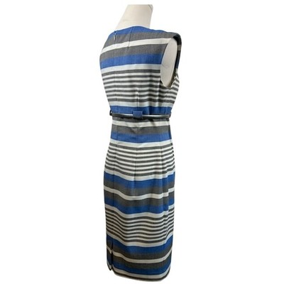 Calvin Klein Blue Striped Sheath Dress Size 4 Office Cocktail Mad Men Chic - Image 3