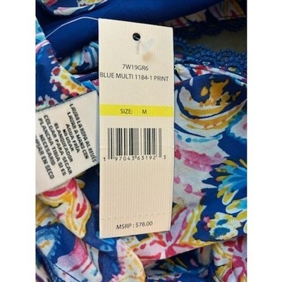 NWT Nanette Lepore Floral Ruffle Sleeve Blouse Top Blue Size Medium - Image 5