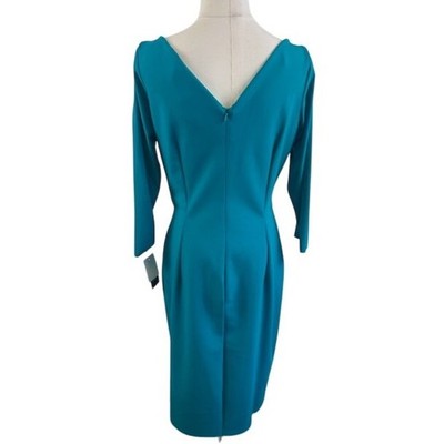 NWT Alex Evenings Turquoise Dress Cocktail Party Scuba Wedding Guest Size 8 - Image 3