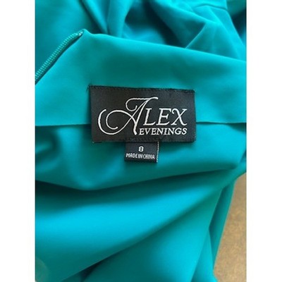 NWT Alex Evenings Turquoise Dress Cocktail Party Scuba Wedding Guest Size 8 - Image 4