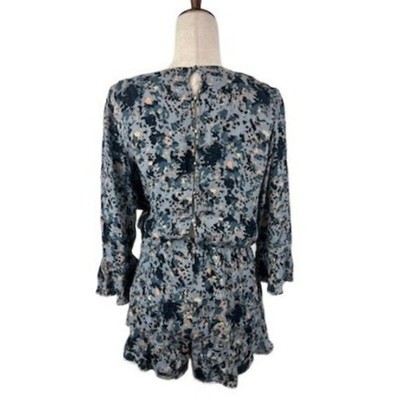 Free People Women's Floral Print Surplice Romper Short Jumpsuit Sizs Small - Image 4