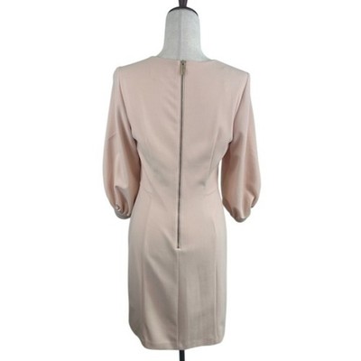 Calvin Klein Blush Pink Sheath Dress Keyhole 3/4 Sleeve Career Cocktail Size 4 - Image 2
