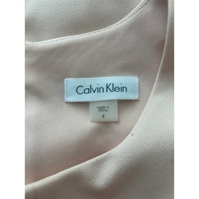 Calvin Klein Blush Pink Sheath Dress Keyhole 3/4 Sleeve Career Cocktail Size 4 - Image 3