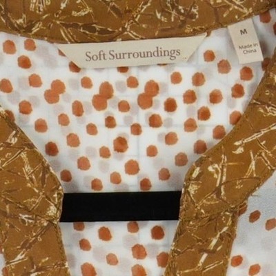 Soft Surroundings Blouse Top Women's Size Medium Ochre White Mixed Print Button - Image 4